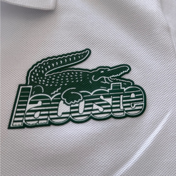 Lacoste White Polo Shirt with Green Crocodile Logo - Picture 6 of 6
